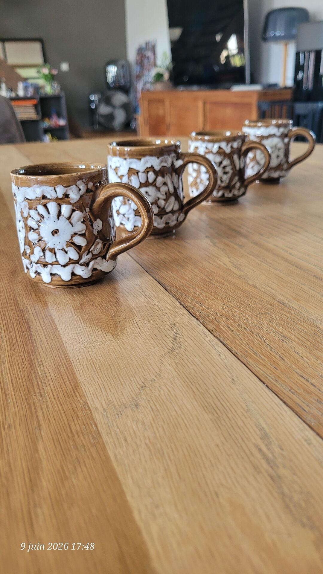 4 tasses à café en grès vintage