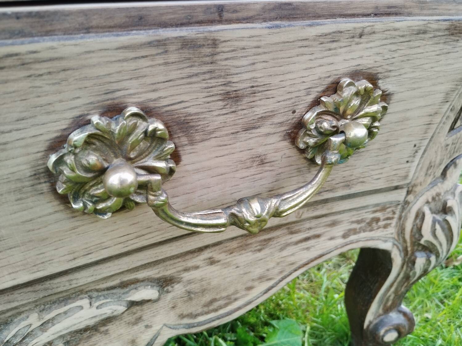Antique Louis XVI style chest of drawers with wooden top