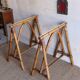 Pair of vintage rattan trestles