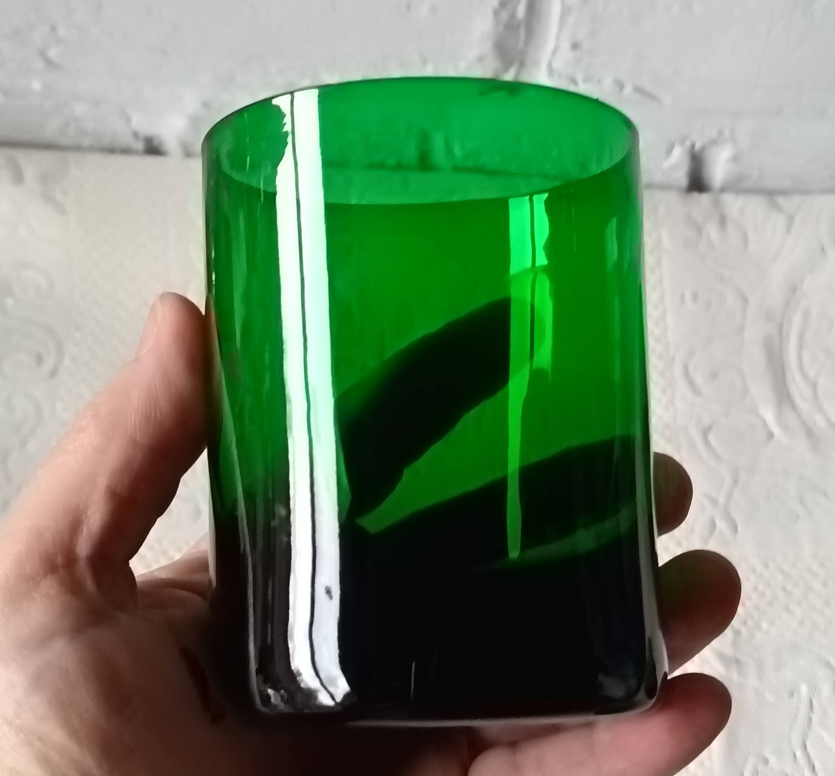 4 grands verres 33 cl verts vintage france