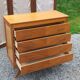 Vintage chest of drawers in blond and golden oak, compass legs and 4 drawers, 1950s