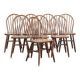 Ensemble de 8 chaises Windsor vintage en bois à dossier fuseau des années 1970