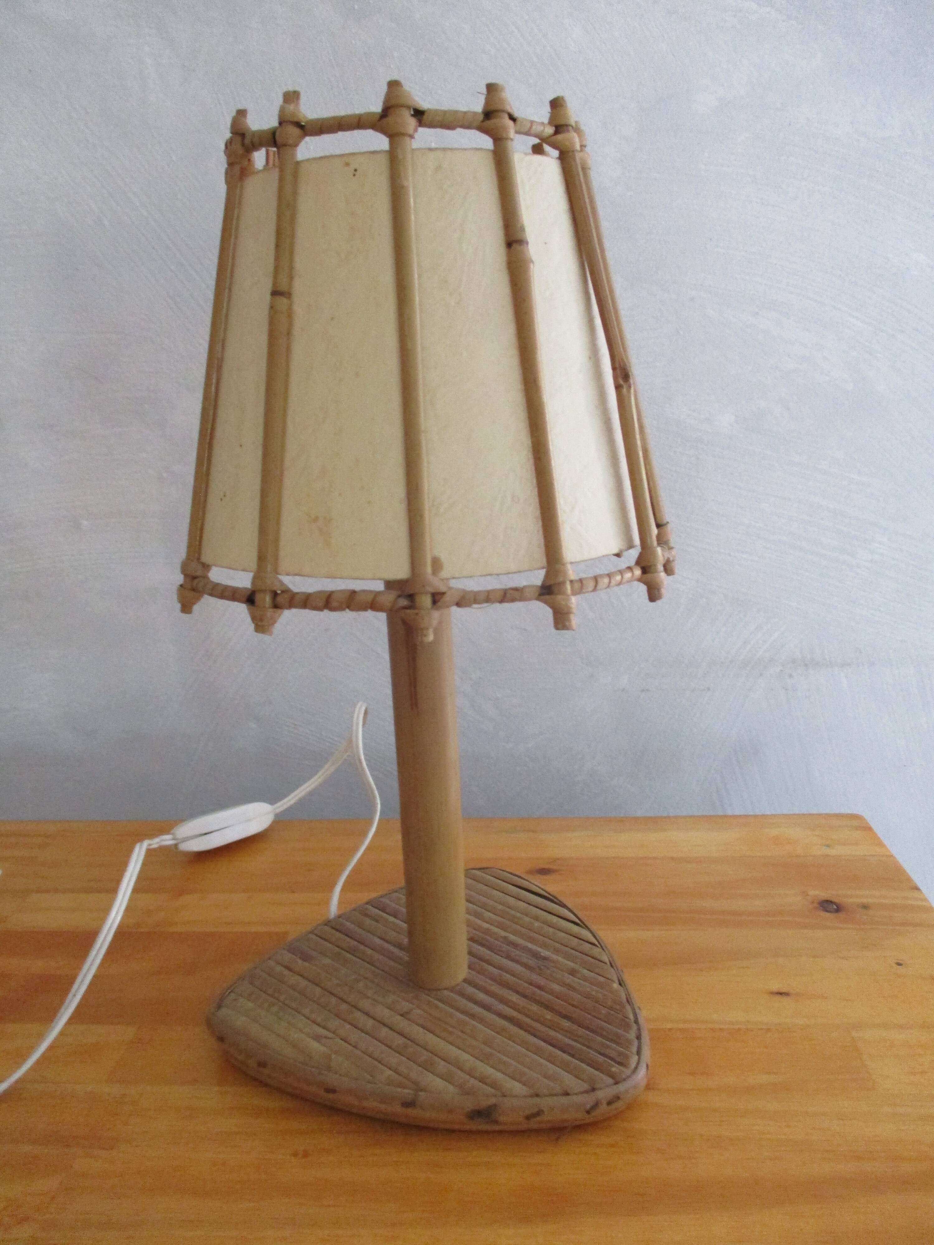 Vintage rattan lamp 50s 60s