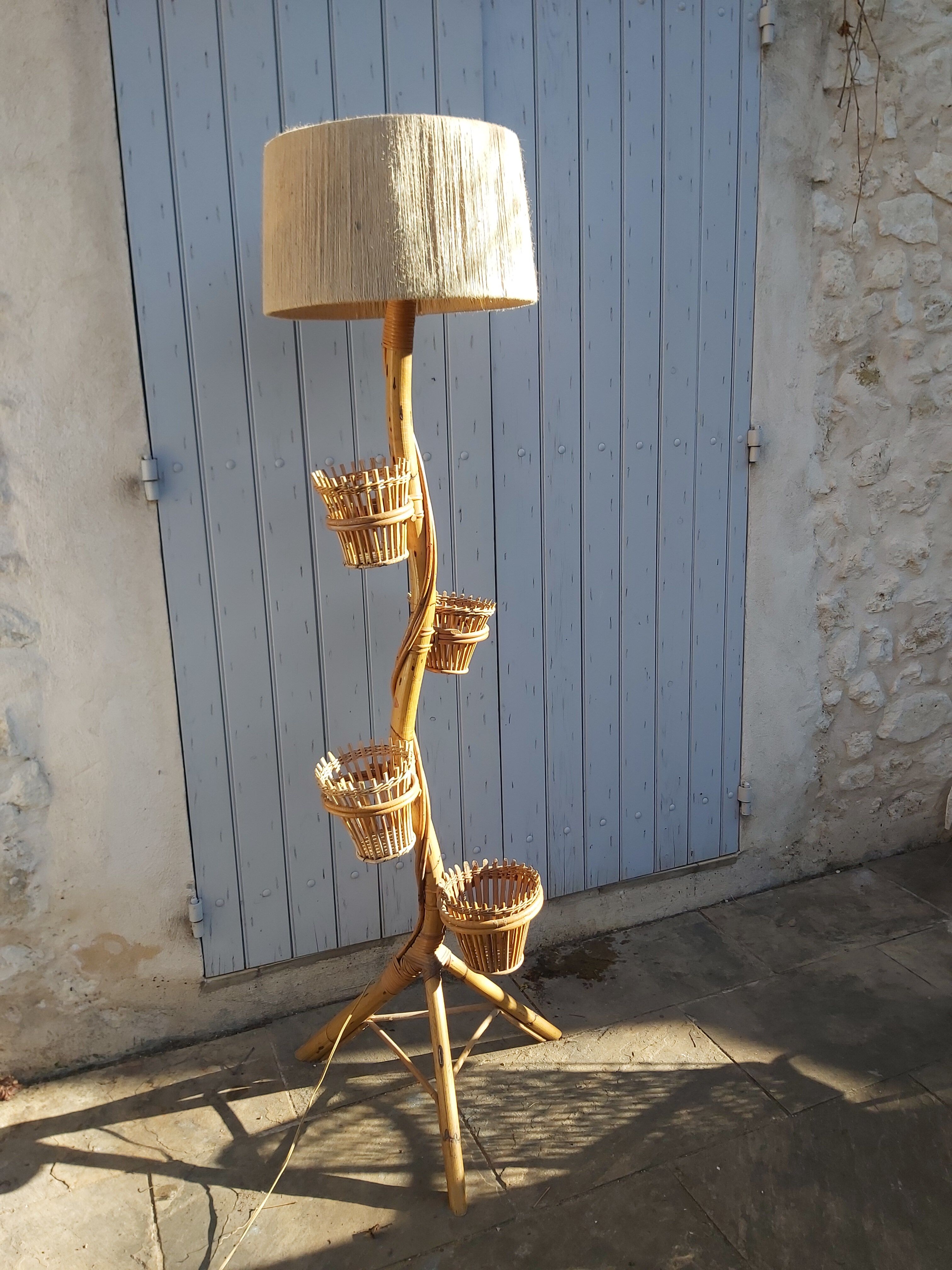 Vintage rattan lamppost