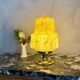 Impressive Art Deco lamp in marbled yellow opaline.