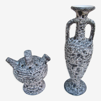 2 vases "amphore" à l'antique en céramique