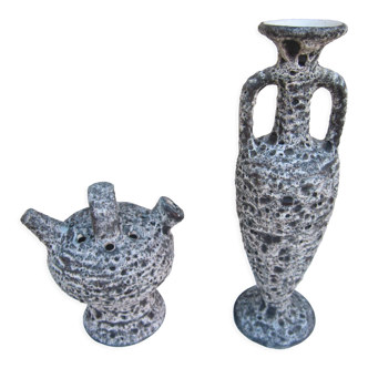 2 vases "amphora" antique ceramic imitation
