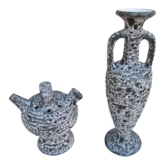 2 vases "amphore" à l'antique en céramique