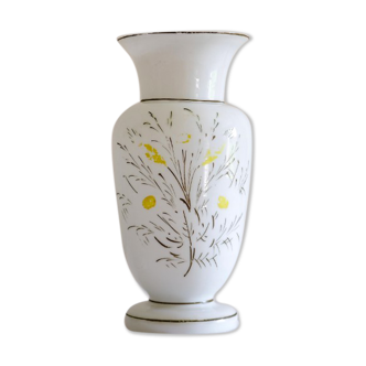 French antique opaline vase painted by hand