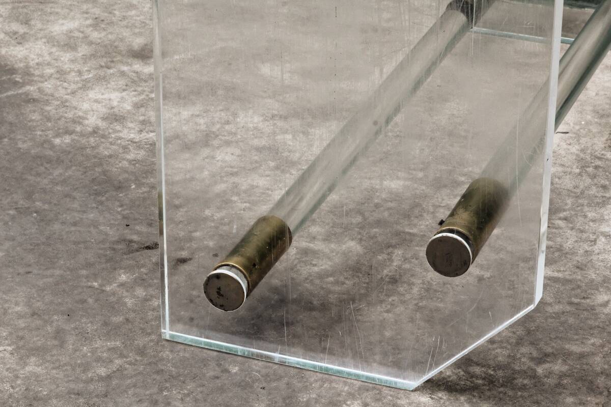 Console, altuglass, 1970s, in the style of Charles Hollis Jones.