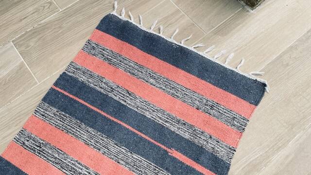 VINTAGE 80s Cotton Kilim RUG