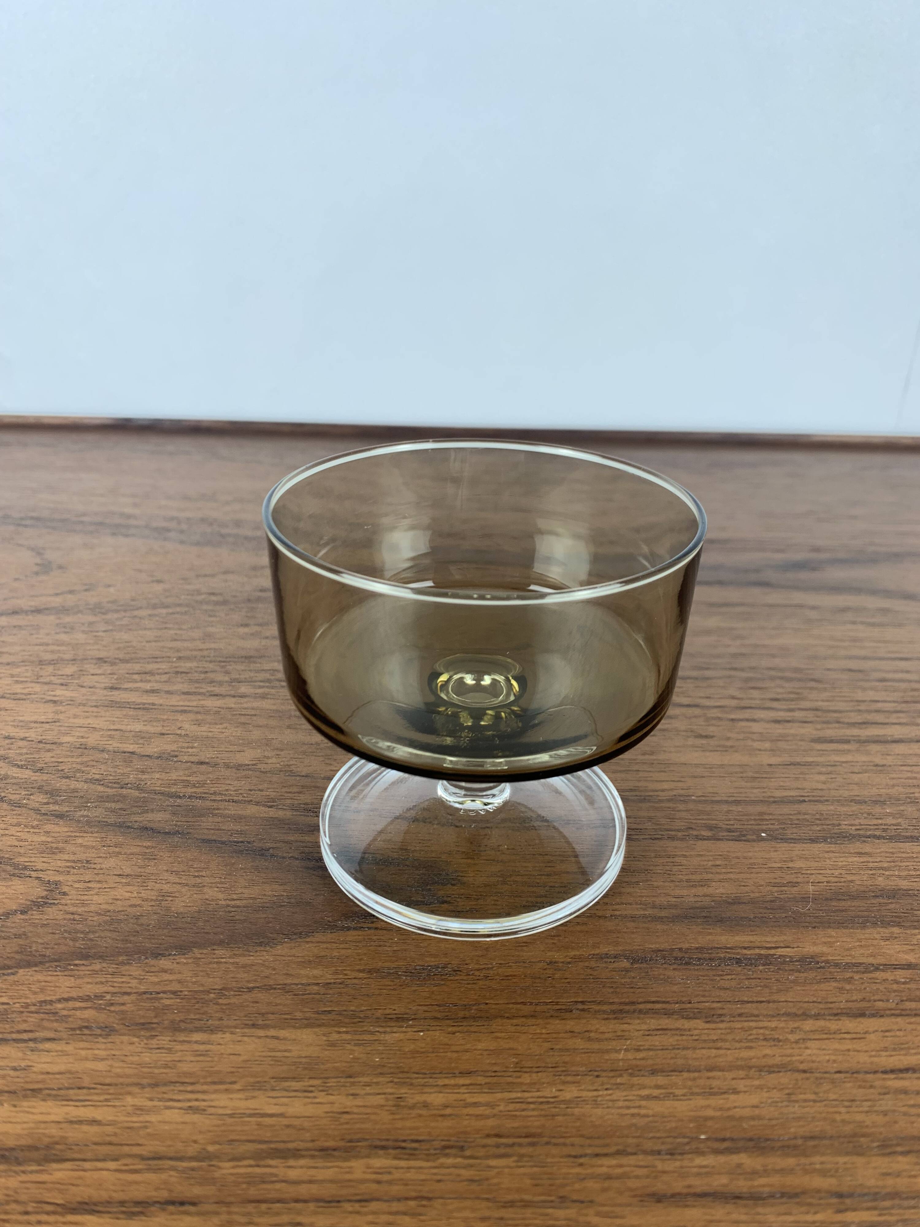 Set of 9 smoked glass champagne glasses, 1970