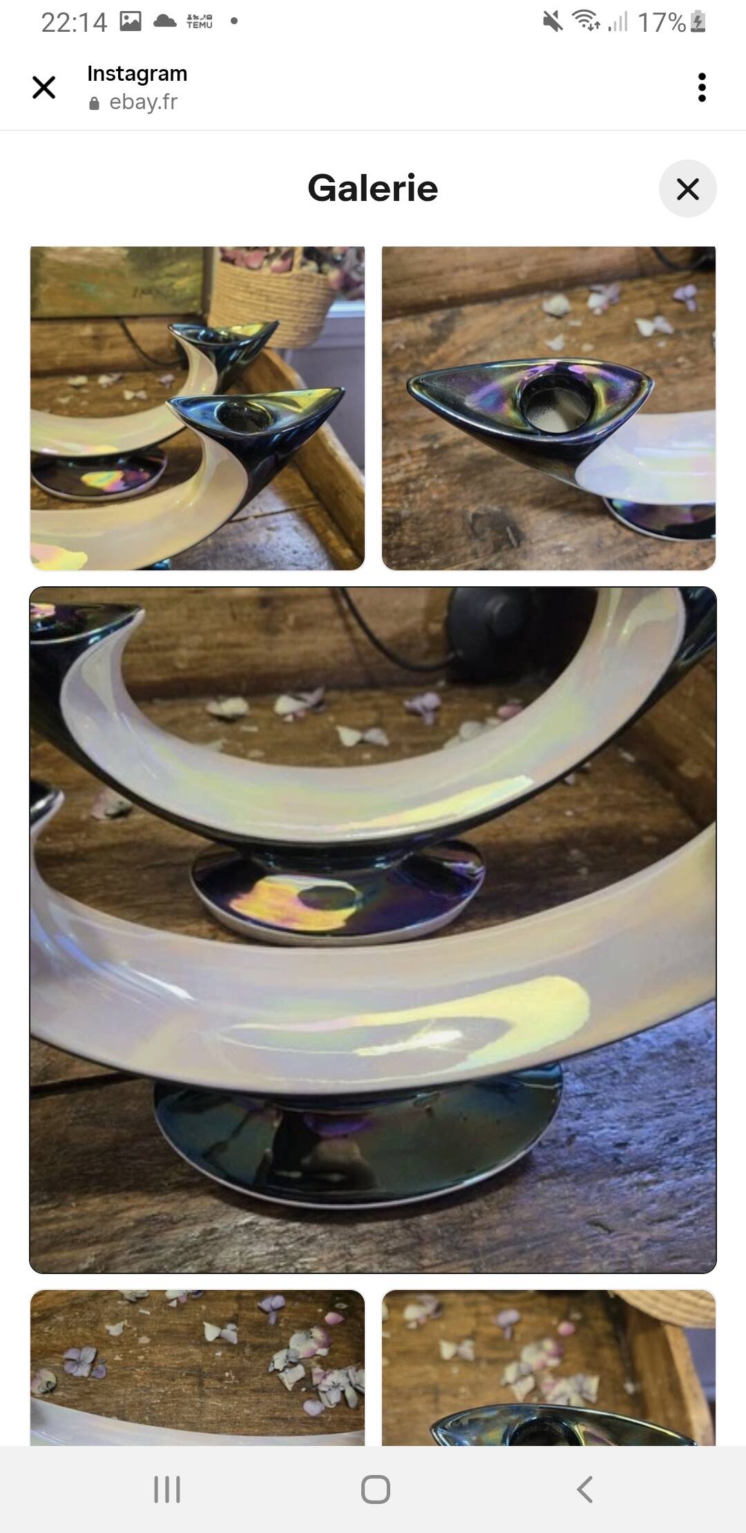 Magnifique Paire De Bougeoirs En Verceram 1950