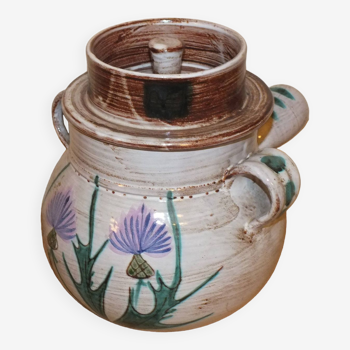 Pot or tureen decor thistles, vallauris daniel etienne