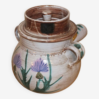 Pot ou soupière décor chardons, vallauris daniel etienne