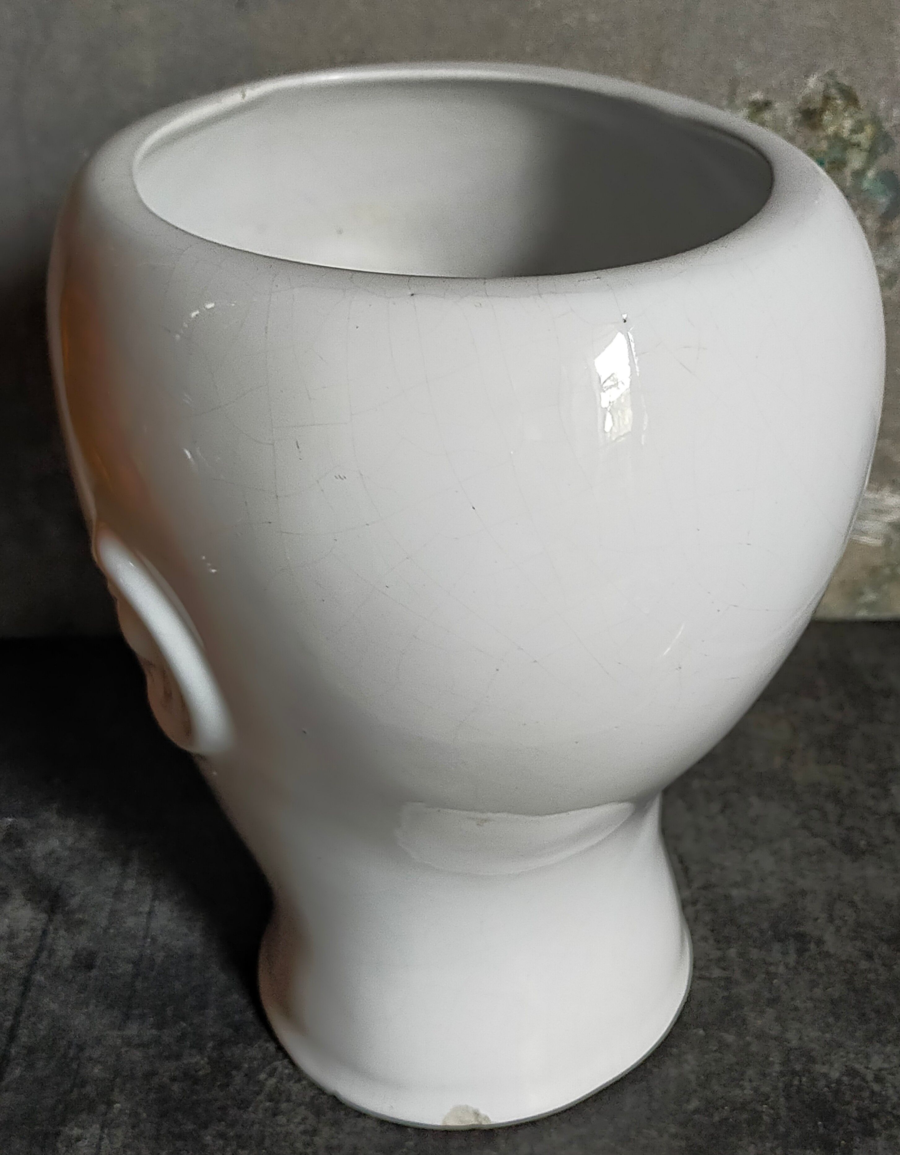 White ceramic pot cover vase 60s