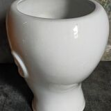 White ceramic pot cover vase 60s