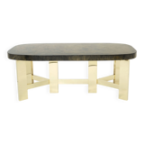Brutalist Belgian dining table in resin and brass from around 1970.