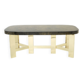 Table à manger Belge brutaliste résine et laiton vers 1970
