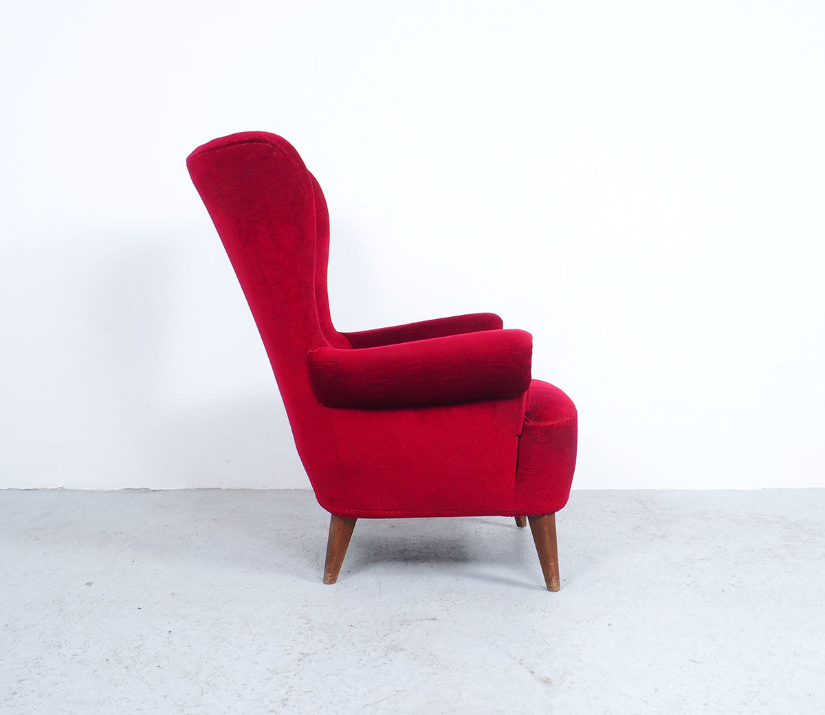 Red Velvet Armchair by Theo Ruth for Artifort, 1950s