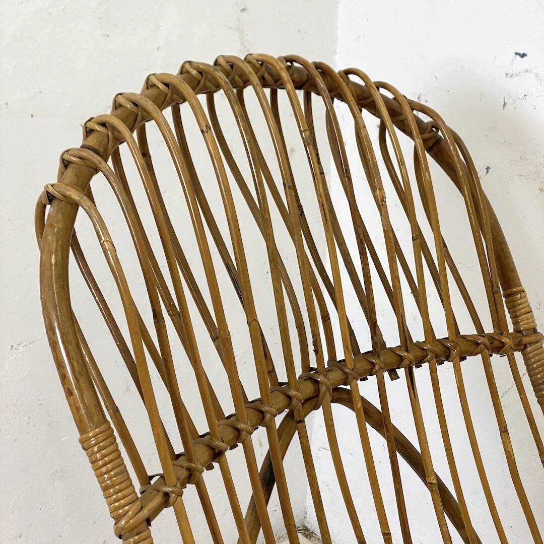 Vintage 1960s rattan rocking chair