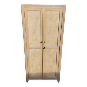 Very beautiful vintage 1940 parisian wardrobe, 2 doors stripped and sanded