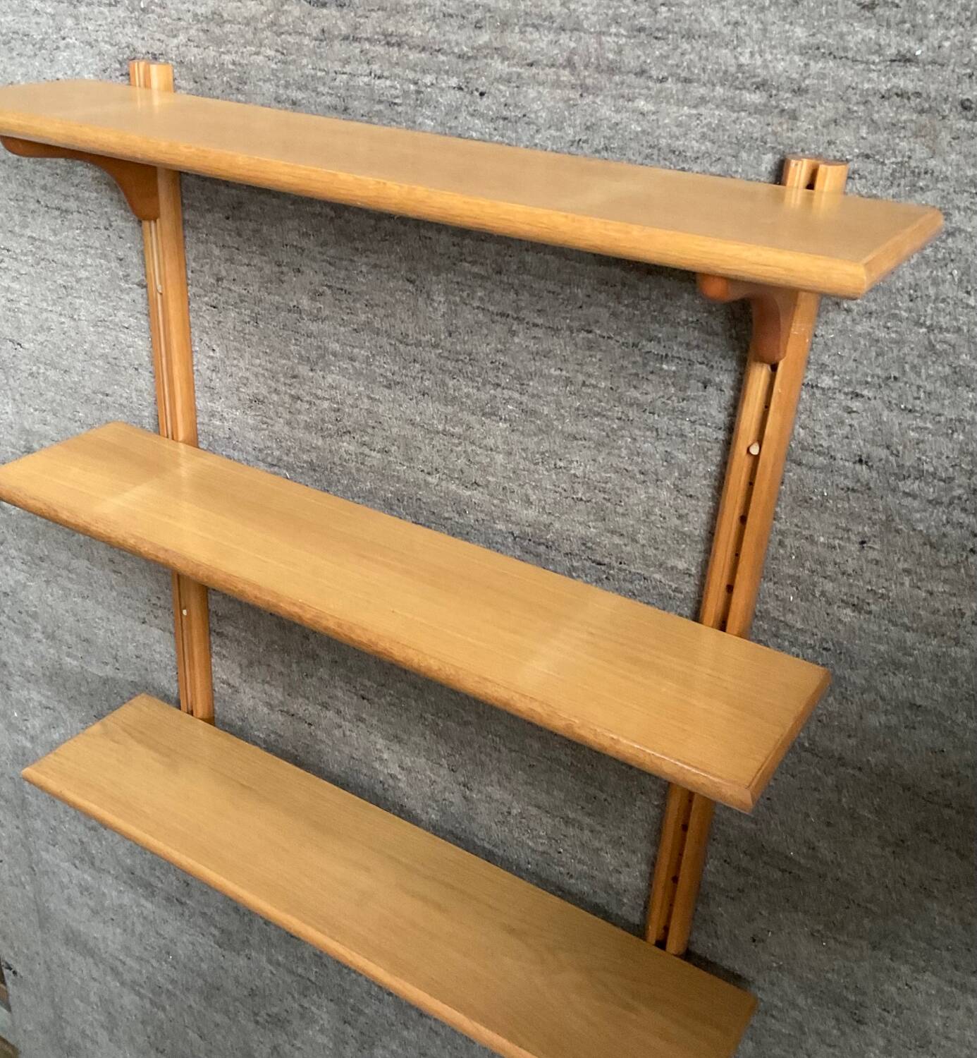 Vintage beech wall shelf