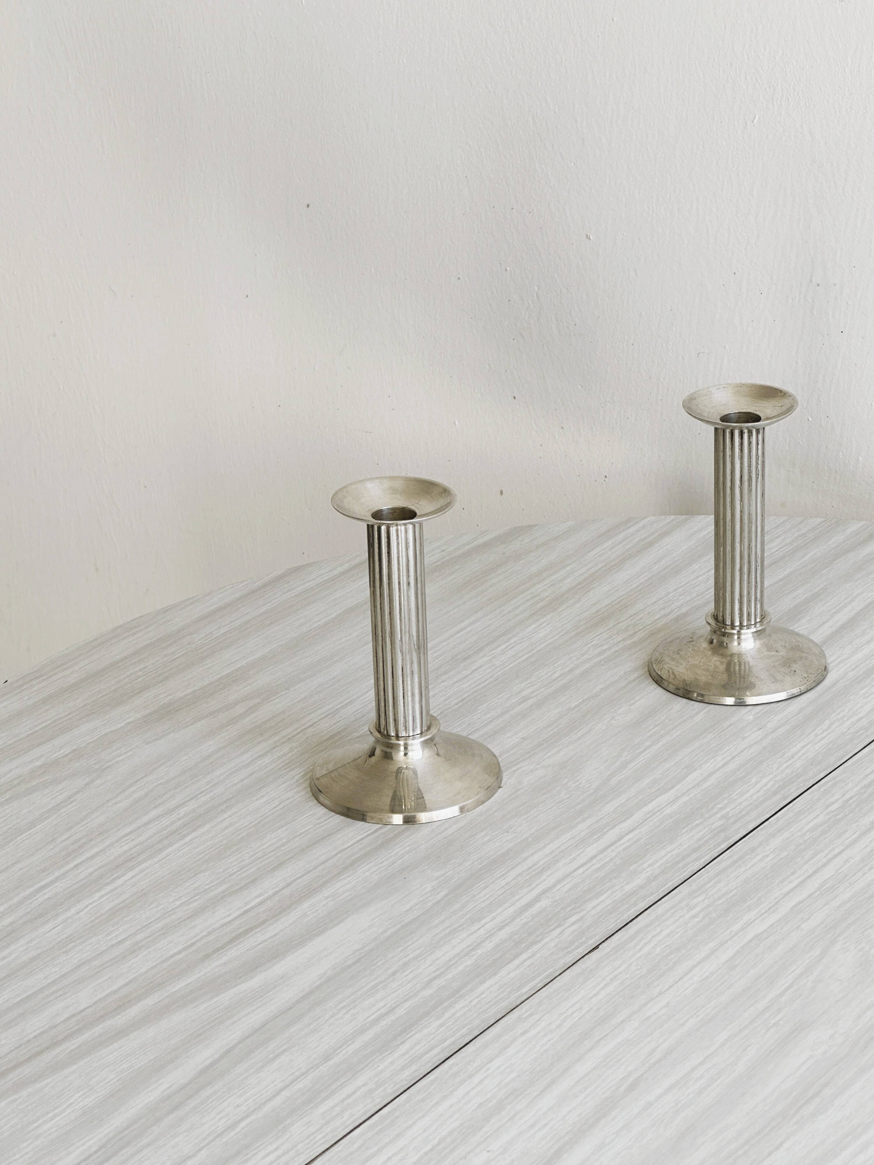 Pair of vintage silver-plated candlesticks