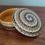 Art Deco ceramic jewelry box with spiral pattern