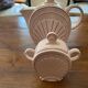 1930s art deco coffee service in pale pink earthenware with shell decoration