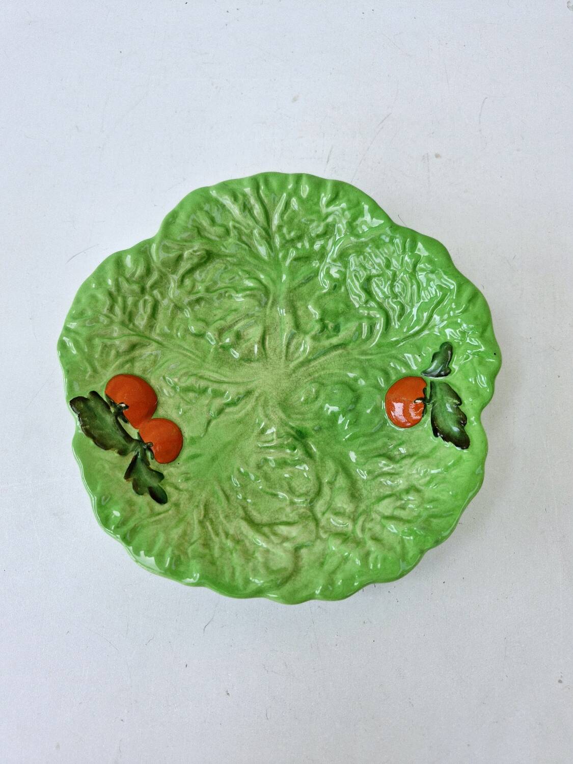 Vintage carlton ware cabbage and tomato slush plate made in england d 18.5 cm