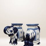 Pair of elephant ceramic side tables