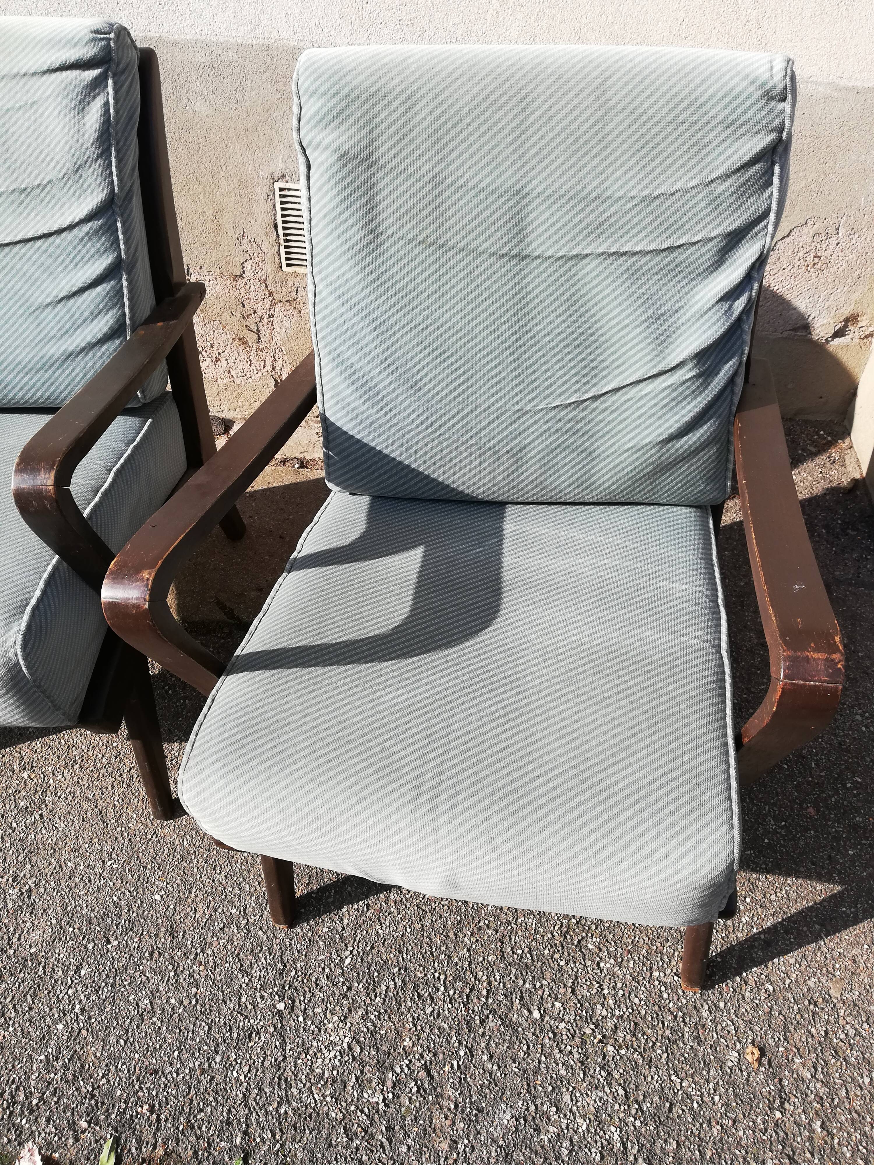 Pair of armchairs year 50 blue fabric