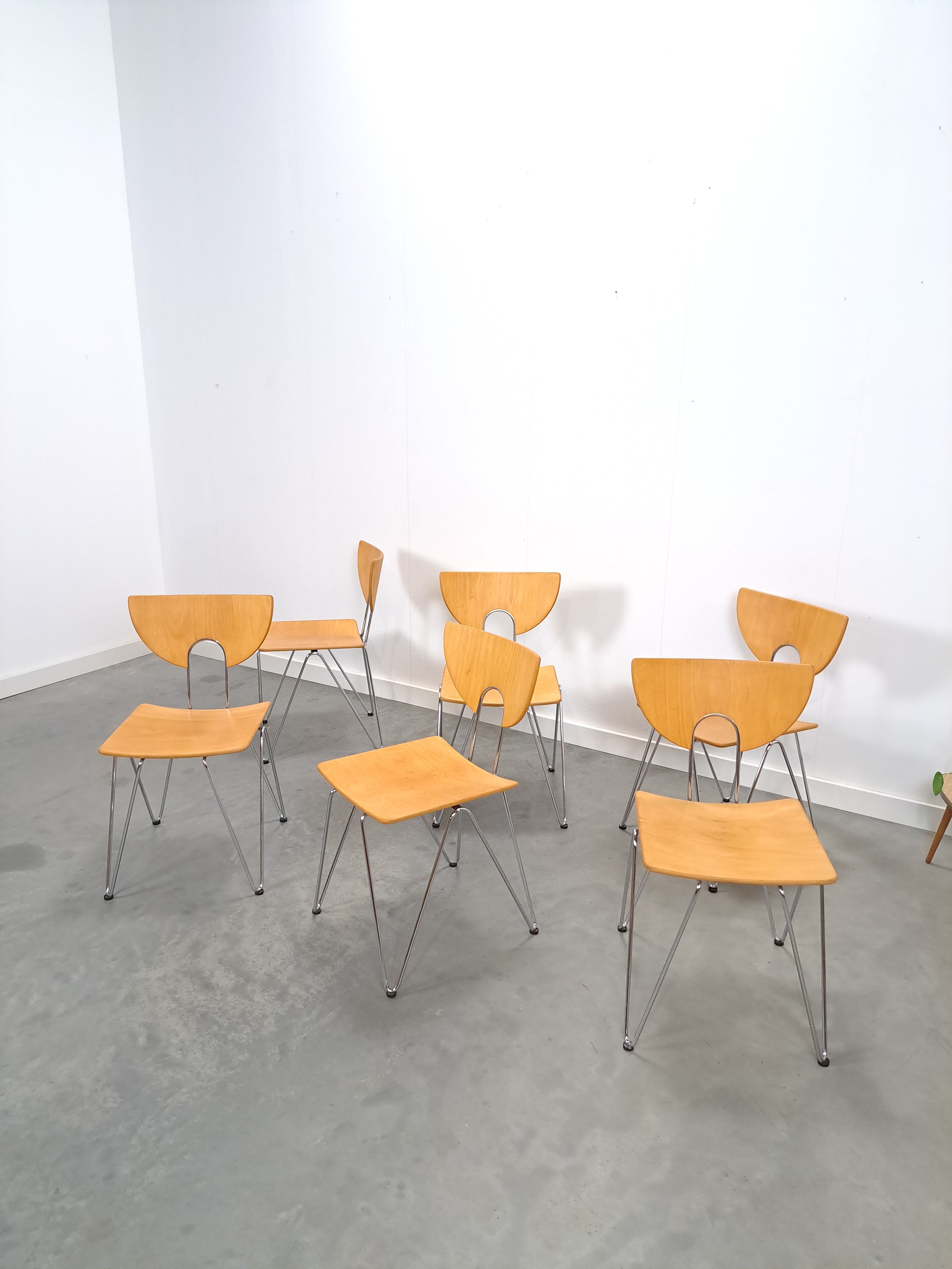 Set 6 x Kusch & Co Mikado 1800, Walter Leeman stoelen