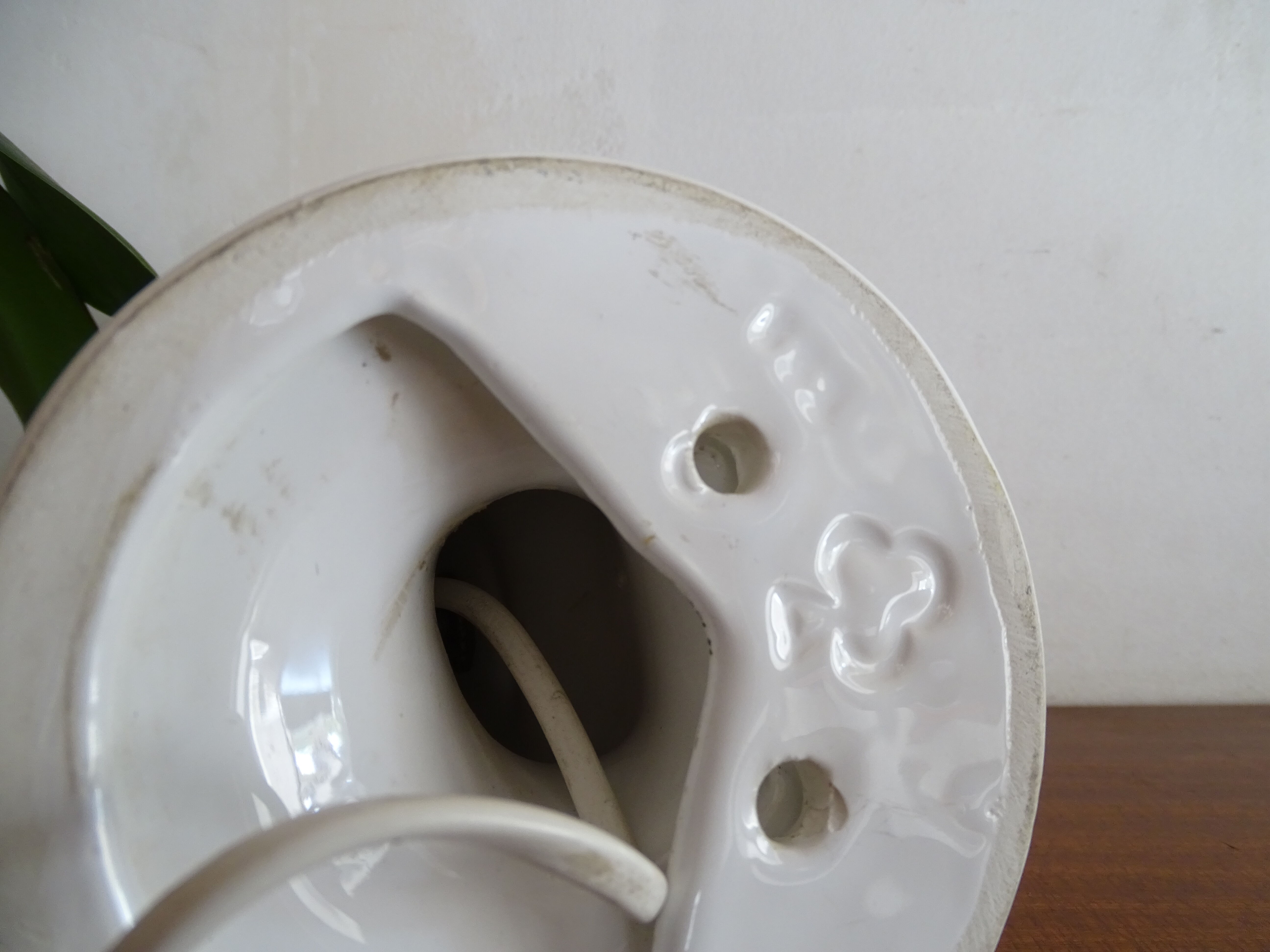 Pair of ceramic hand sconces - globe ball - vintage design 70's
