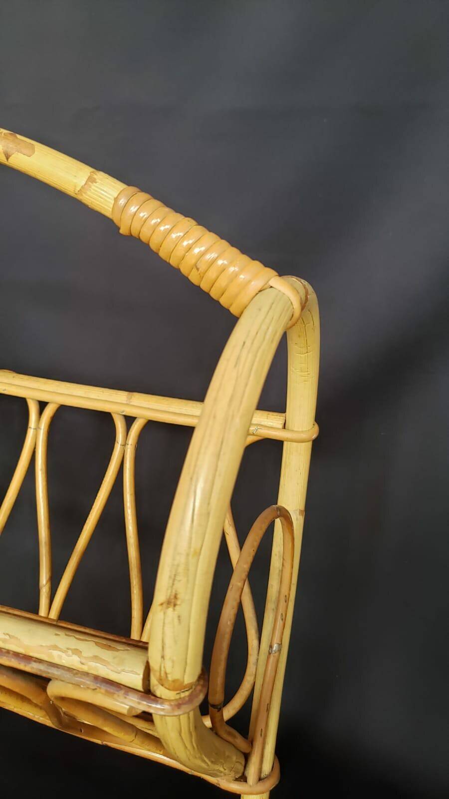 Vintage rattan magazine rack