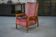 Oak and velvet armchair, 1940s