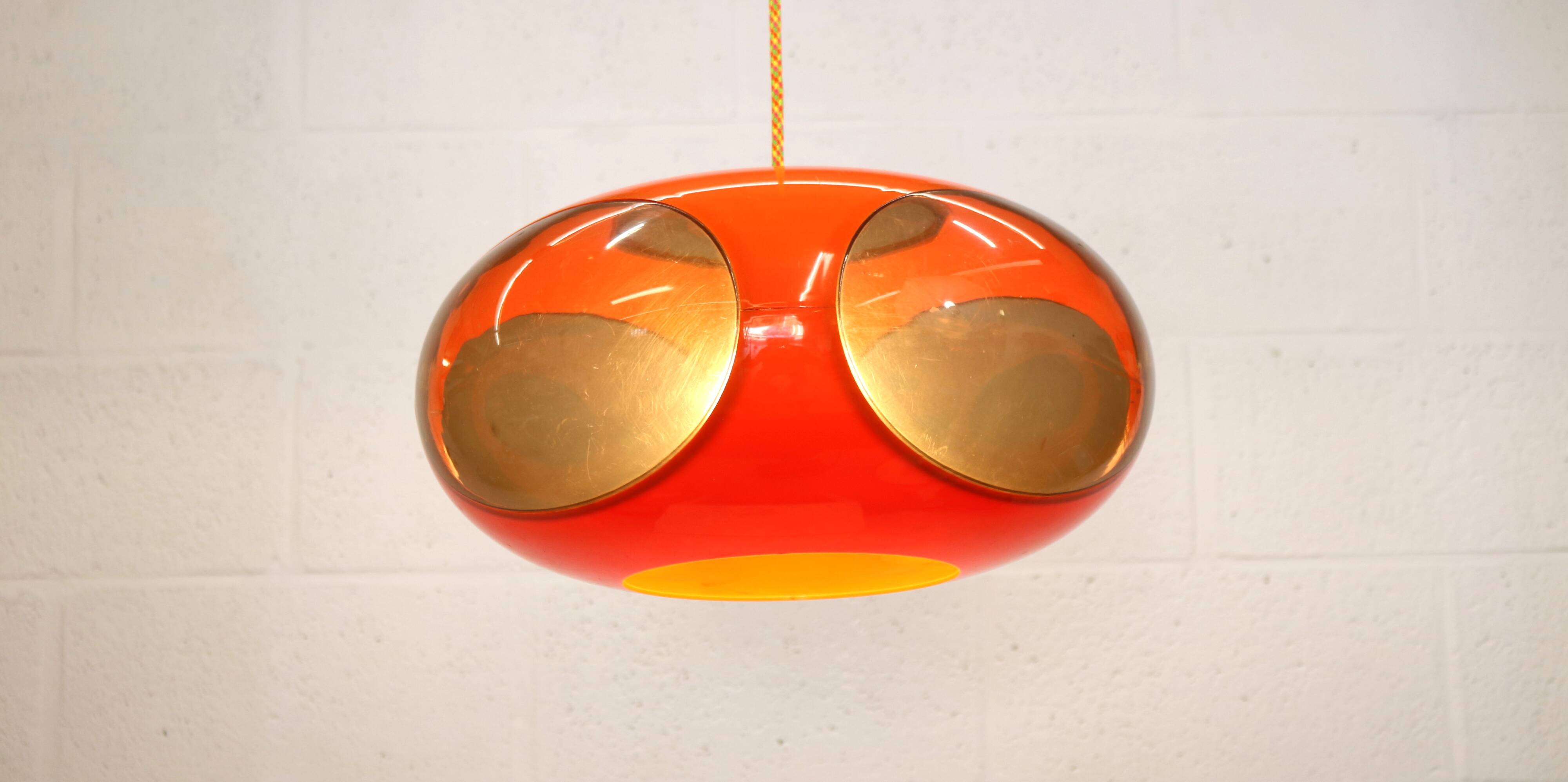 Massive Belgium Space Age UFO Lamp, Orange Mid-Century Modern Lighting