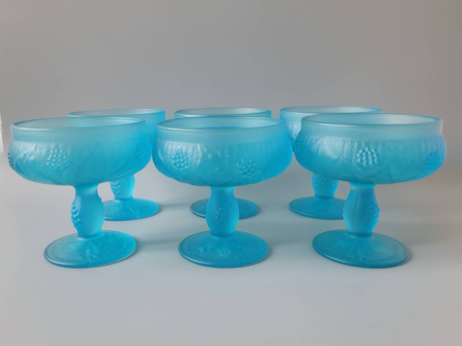 Frosted blue bowls