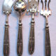 Art Nouveau cute service, 4 filled silver cutlery, chiseled, hallmark