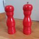 Pepper mill and turned wooden salt shaker