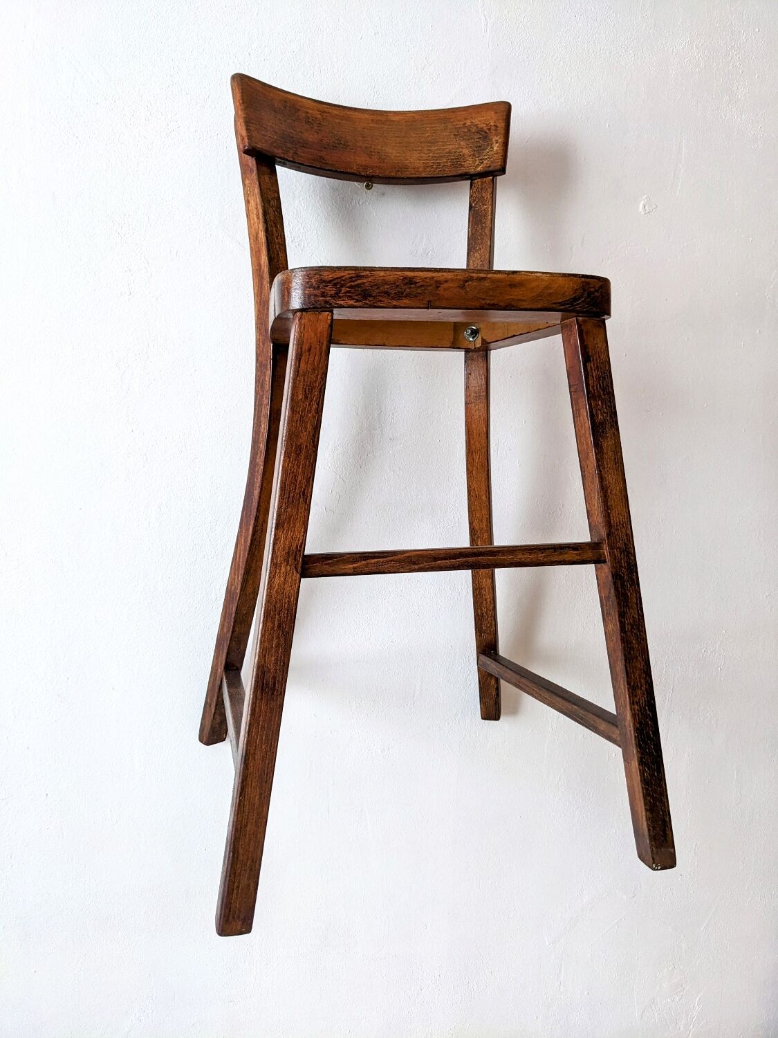 High chair in varnished wood 50s