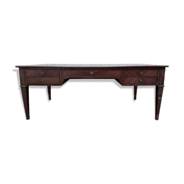 Bureau plat de style Louis XVI en marqueterie 196 cm