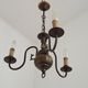 French Vintage Old Aged Bronzed Metal 3 Light Flemish Style Chandelier 4804