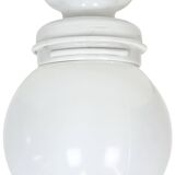 Vintage Porcelain Ceiling Light with Milk Glass , 1950s