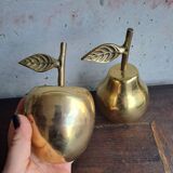 Vintage brass apple and pear