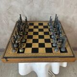 Leather and metal chess set