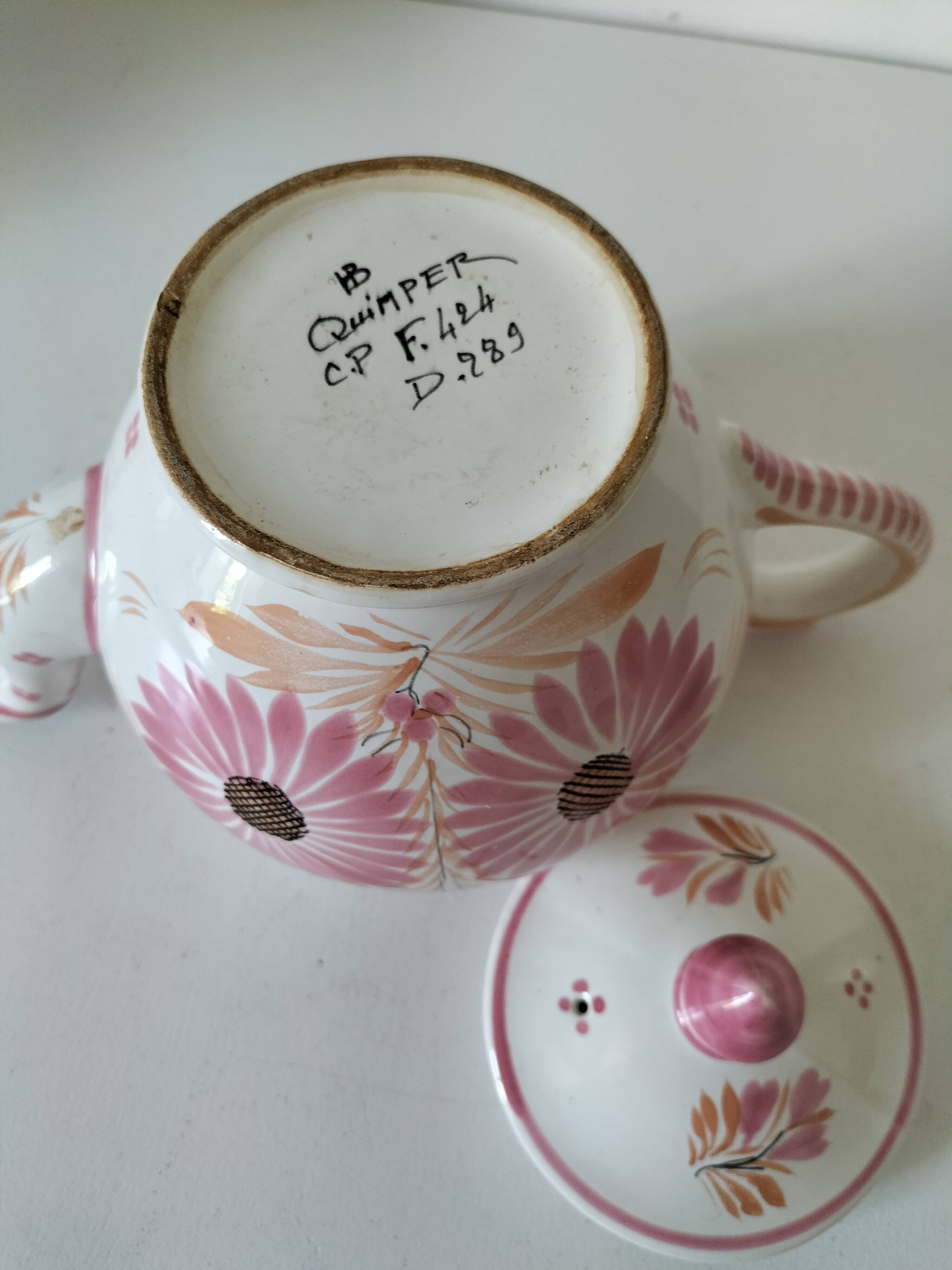 Henriot Quimper pink teapot