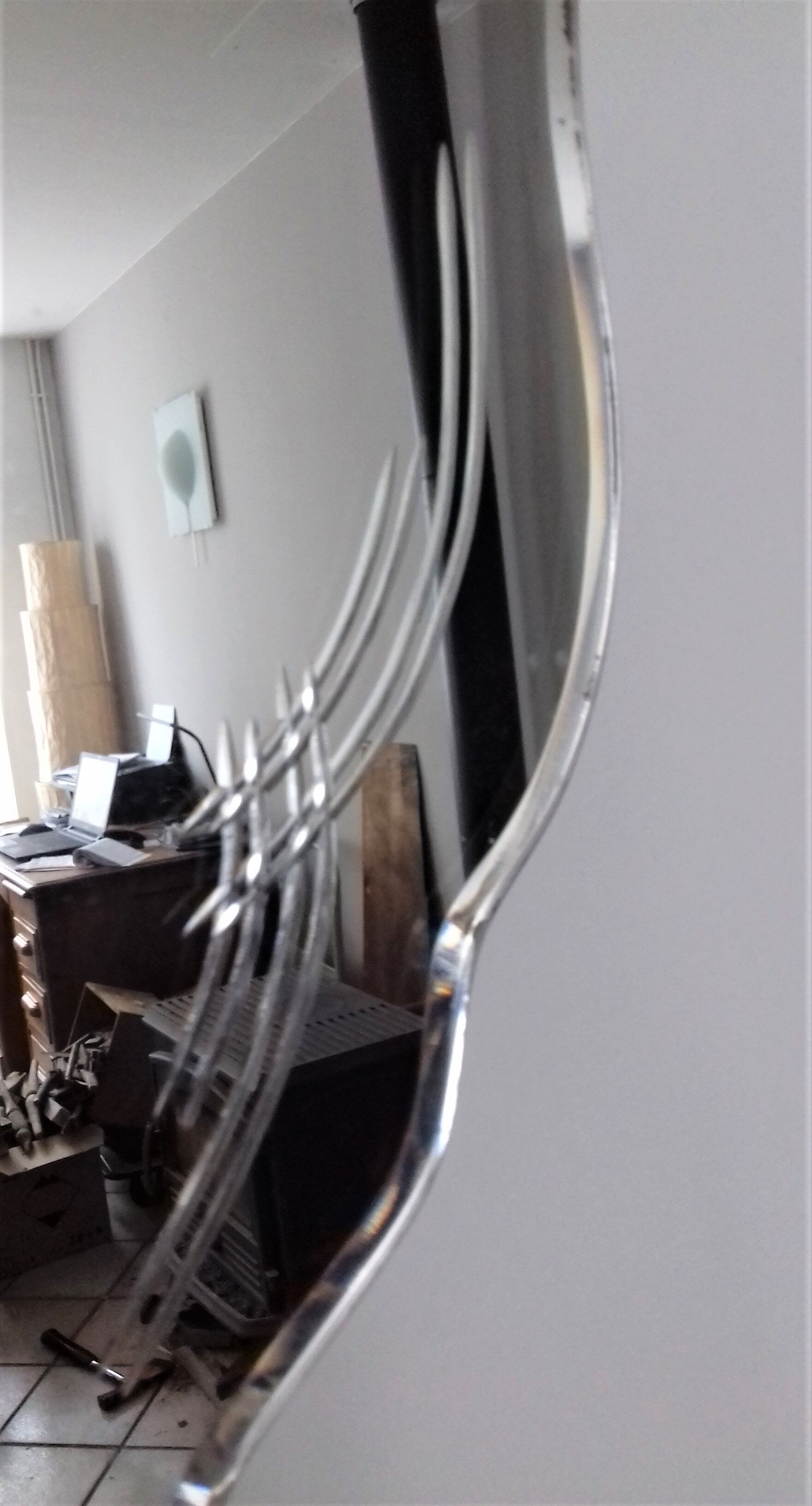 Former mirror art deco bevelled and engraved 46x68cm