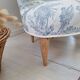 Fauteuil crapaud toile de Jouy bleu